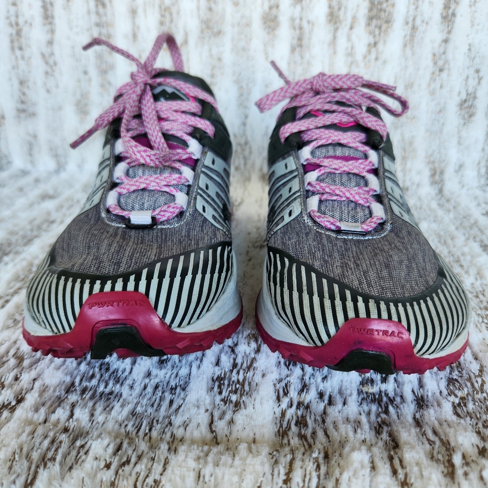 Saucony Women's Gray and Pink Trail Running Shoes - Picture 2 of 11